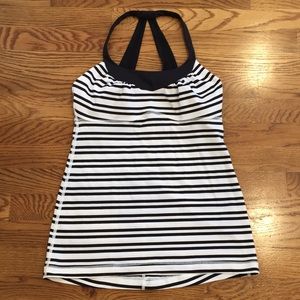 Lululemon Athletica Black and White Striped Tank